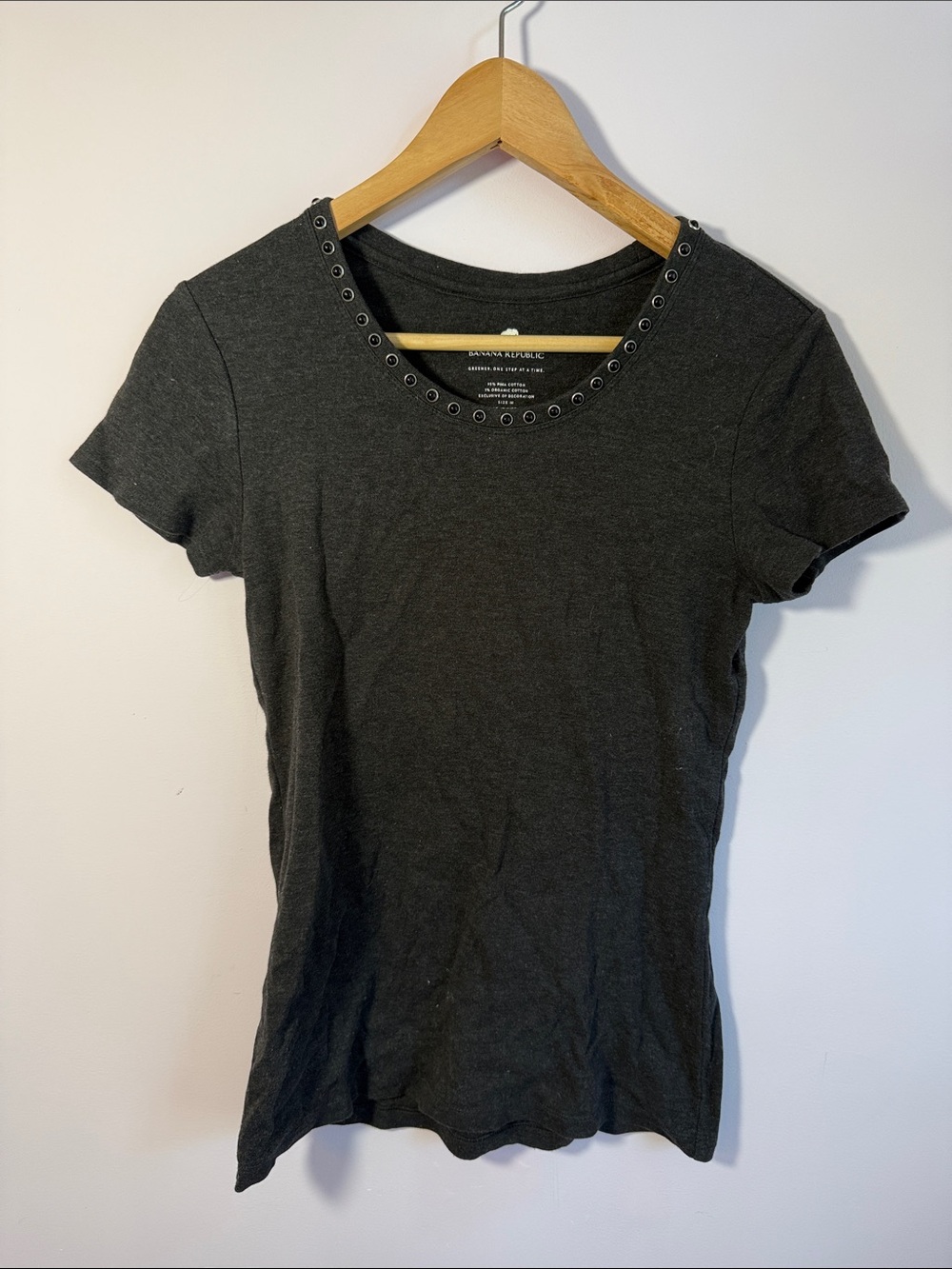 Banana Republic Black Short Sleeve Tee with Eyelet Neckline